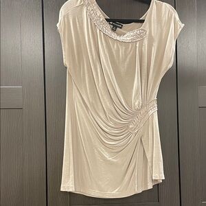 Valerie Bertinelli Cream Draped Blouse